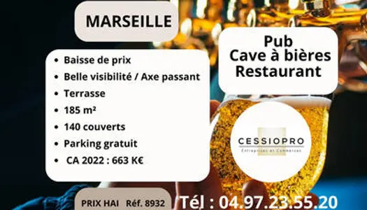 Vend pub cave bières restaurant pizzeria Marseille