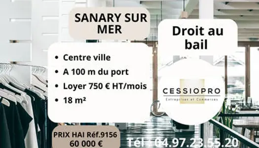 Droit au bail local de 18m² centre Sanary sur Mer