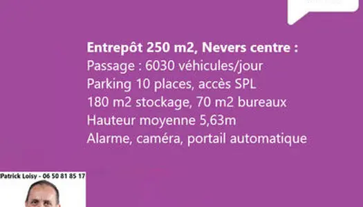 A louer entrepôt 250m² en centre ville de Nevers